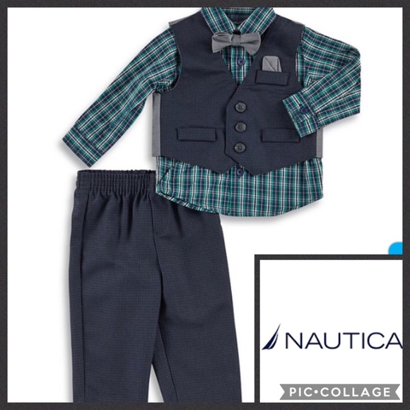 Sweater and Pants Set Baby Boy/'s Nautica 3 Piece Button-Down Gray//Navy